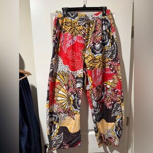FP Movement by Free People Yellow Red Black Floral Print Pants 🔥Size L Wore 1x